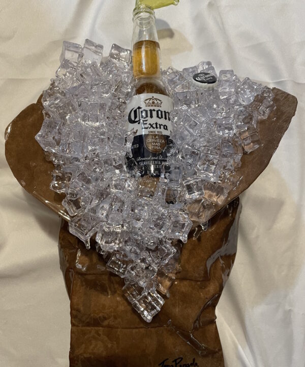 Corona on Ice brown bag by Tom Pergola fine art Los Angeles pop artist the King of Pop Art