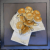 Tom Pergola Fine Art bagels and locks framed assemblague plastique art sculpture for sale or commission