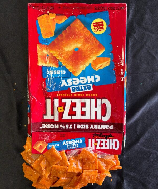 Cheez-It detail view by Tom Pergola Fine Art, Los Angeles pop artist, the King of Pop Art
